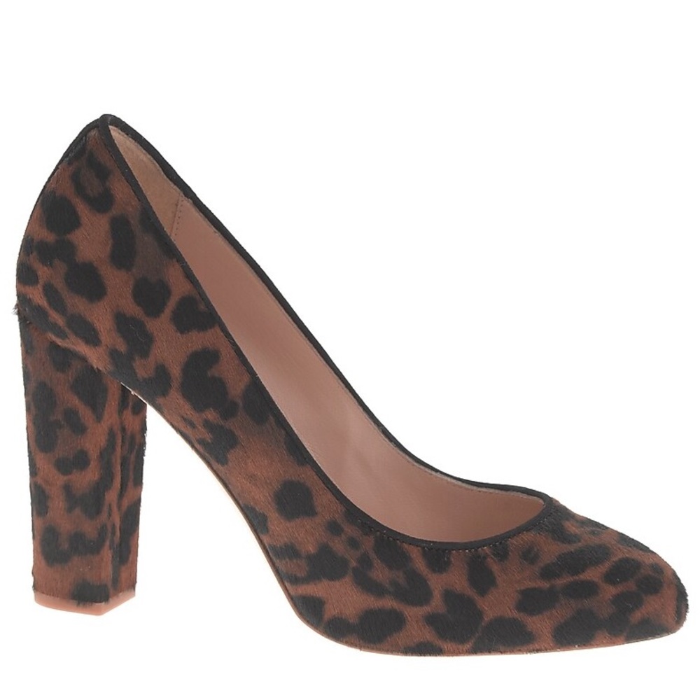 J crew Etta Calf Hair leopard Heels Sz 10
